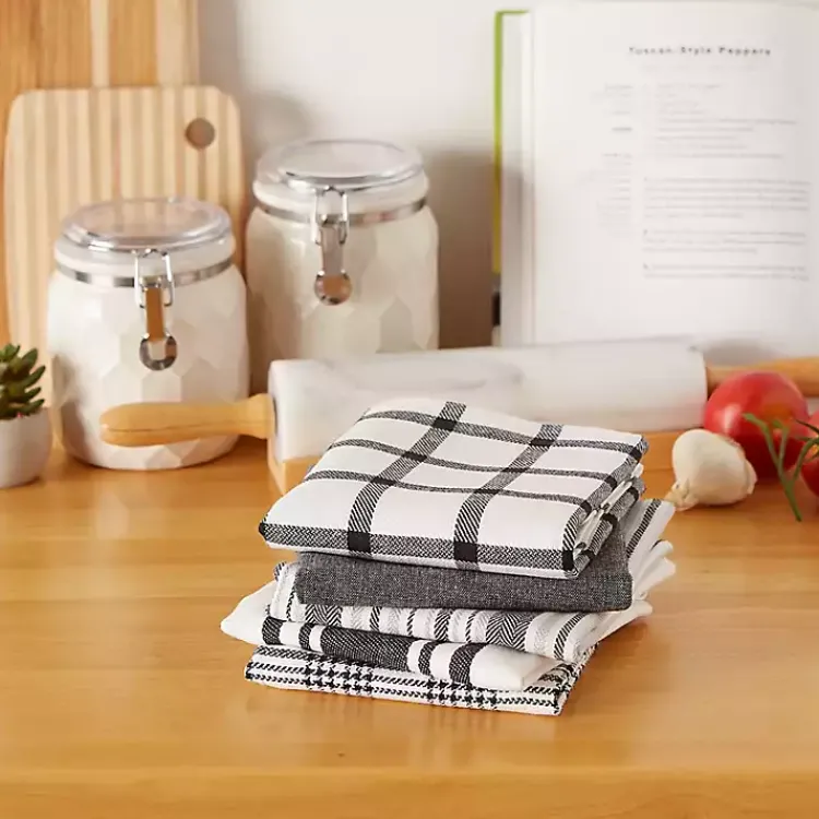 Kitchen Accessories-Kirklands Home Gray Woven Dish Towels, Set of 5