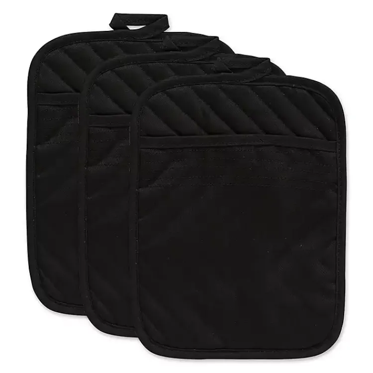 Kitchen Accessories-Kirklands Home Quilted 3-pc. Potholder Set Black
