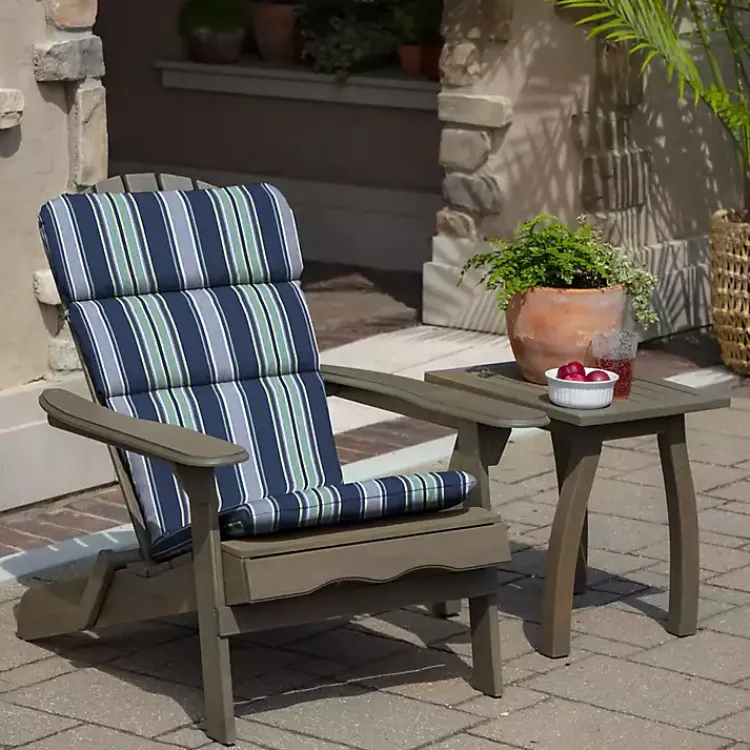 Outdoor Cushions & Pillows-Kirklands Home Sapphire Stripe Outdoor Adirondack Cushion Blue