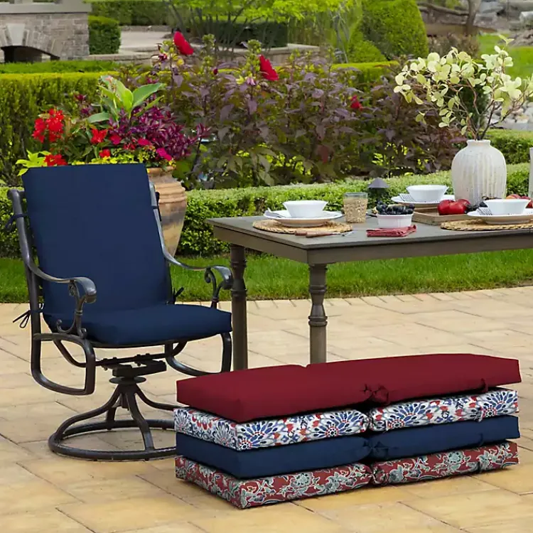 Outdoor Cushions & Pillows-Kirklands Home Sapphire Leala Luxe Outdoor Dining Chair Cushion Blue