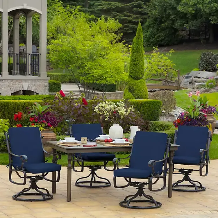 Outdoor Cushions & Pillows-Kirklands Home Sapphire Leala Luxe Outdoor Dining Chair Cushion Blue