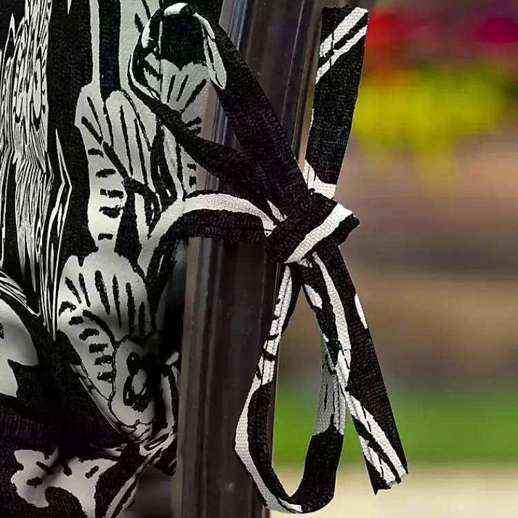 Outdoor Cushions & Pillows-Kirklands Home Ashland Jacobean Luxe Outdoor Dining Chair Cushion Black