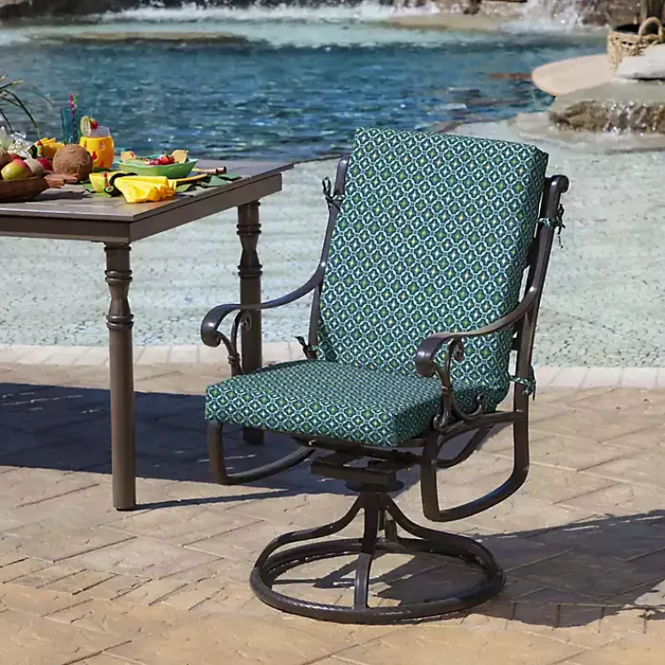 Outdoor Cushions & Pillows-Kirklands Home Alana Tile Luxe Outdoor Dining Chair Cushion Blue