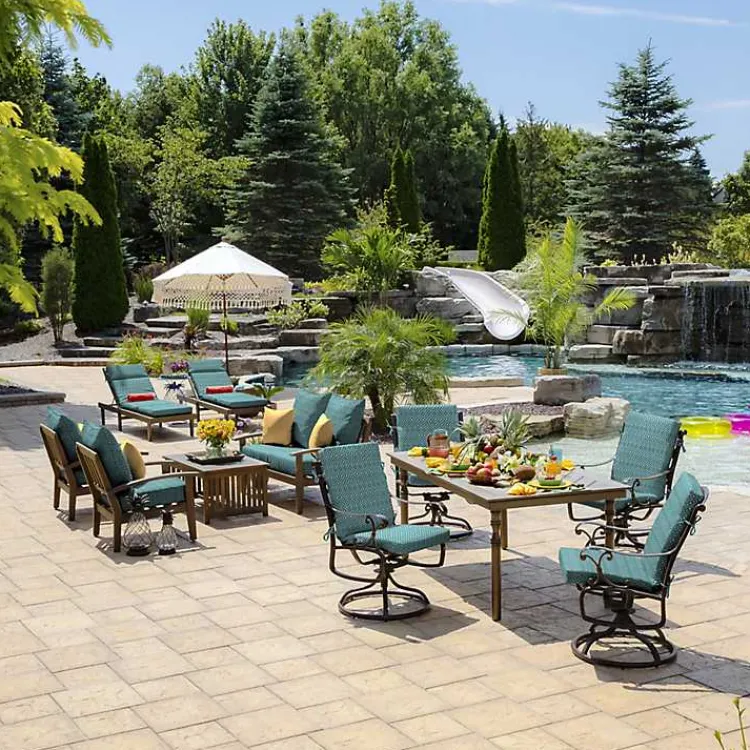 Outdoor Cushions & Pillows-Kirklands Home Alana Tile Luxe Outdoor Dining Chair Cushion Blue