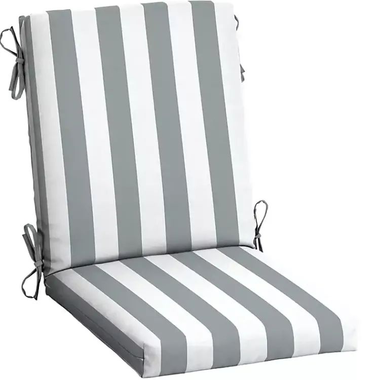 Outdoor Cushions & Pillows-Kirklands Home Stone Stripe Luxe Outdoor Dining Chair Cushion Gray
