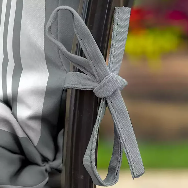 Outdoor Cushions & Pillows-Kirklands Home Stone Stripe Luxe Outdoor Dining Chair Cushion Gray