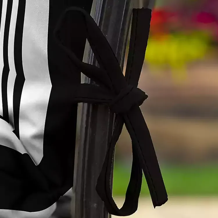 Outdoor Cushions & Pillows-Kirklands Home Stripe Luxe Outdoor Dining Chair Cushion Black