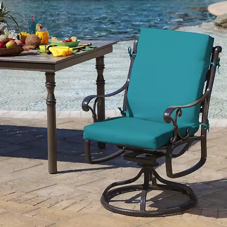 Outdoor Cushions & Pillows-Kirklands Home Lake Leala Luxe Outdoor Dining Chair Cushion Blue