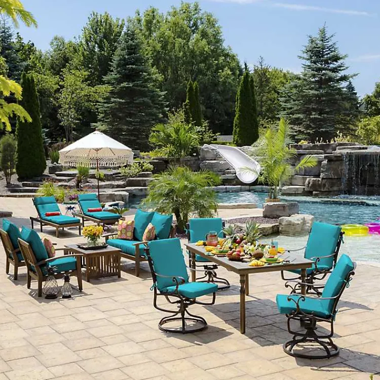 Outdoor Cushions & Pillows-Kirklands Home Lake Leala Luxe Outdoor Dining Chair Cushion Blue