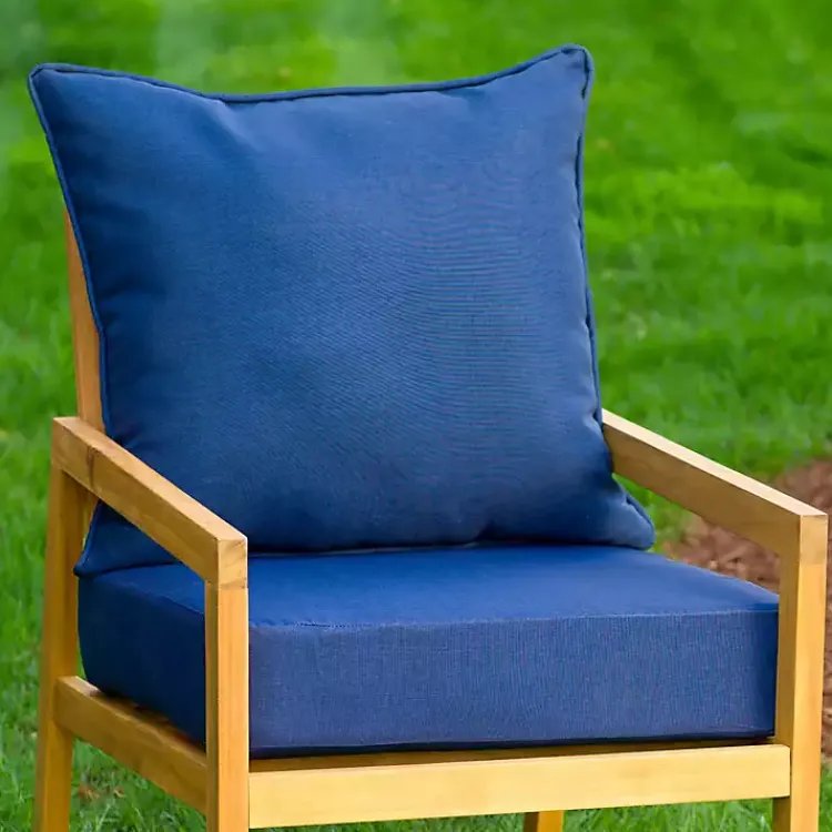 Outdoor Cushions & Pillows-Kirklands Home Sapphire Texture Outdoor Deep Seat Cushions Blue