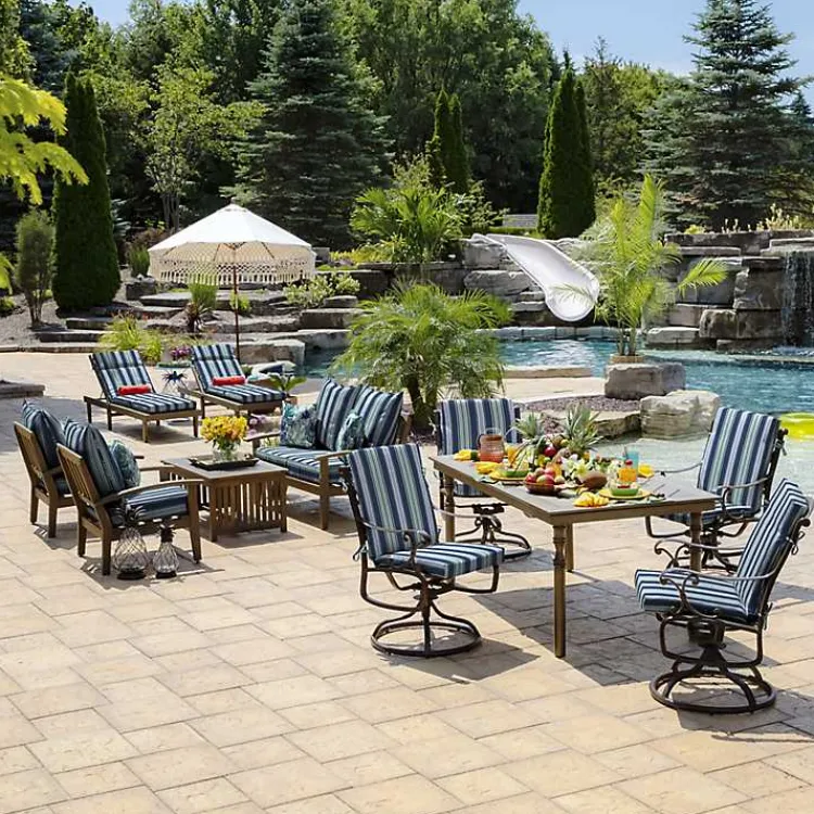 Outdoor Cushions & Pillows-Kirklands Home Sapphire Stripe 2-pc. Outdoor Deep Seat Cushion Blue