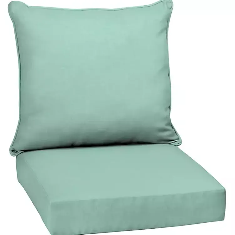 Outdoor Cushions & Pillows-Kirklands Home Aqua Leala Texture Outdoor Deep Seat Cushions Blue