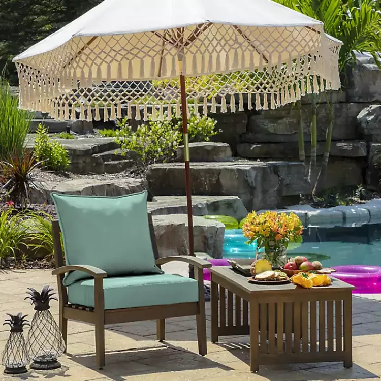 Outdoor Cushions & Pillows-Kirklands Home Aqua Leala Texture Outdoor Deep Seat Cushions Blue
