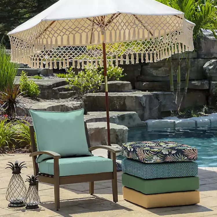 Outdoor Cushions & Pillows-Kirklands Home Aqua Leala Texture Outdoor Deep Seat Cushions Blue