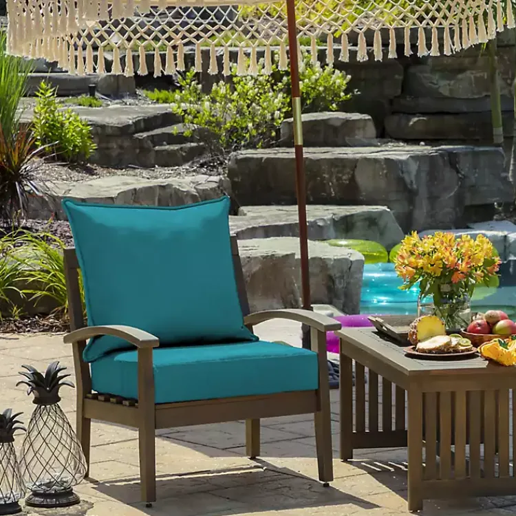 Outdoor Cushions & Pillows-Kirklands Home Lake Texture Outdoor Deep Seat Cushions Blue