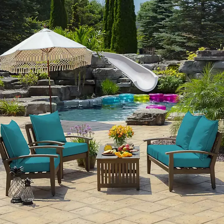 Outdoor Cushions & Pillows-Kirklands Home Lake Texture Outdoor Deep Seat Cushions Blue