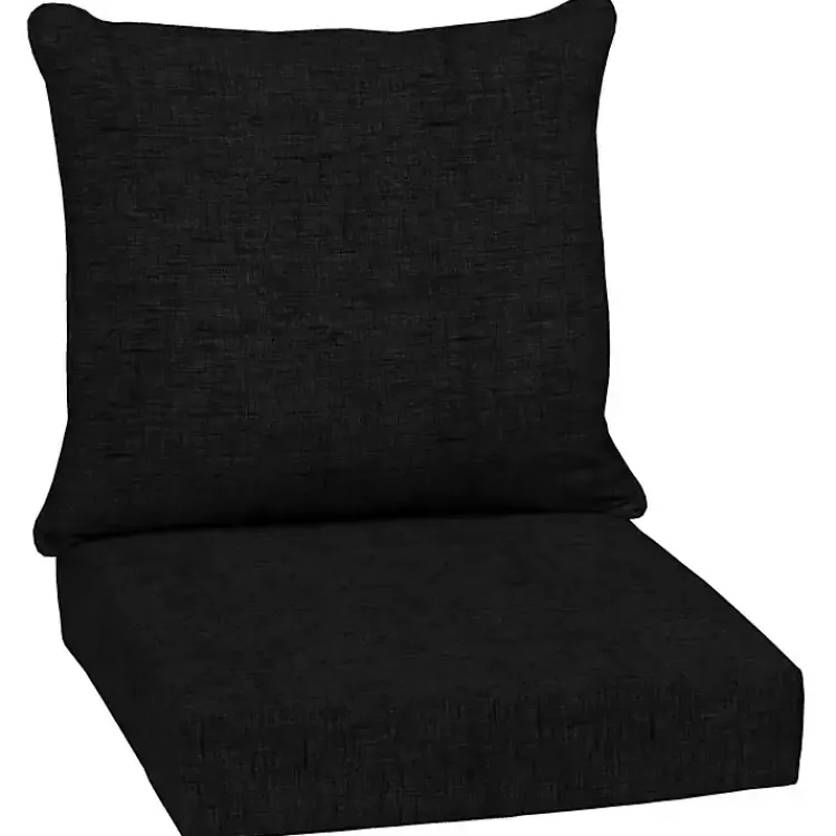 Outdoor Cushions & Pillows-Kirklands Home Leala Texture Outdoor Deep Seat Cushions Black