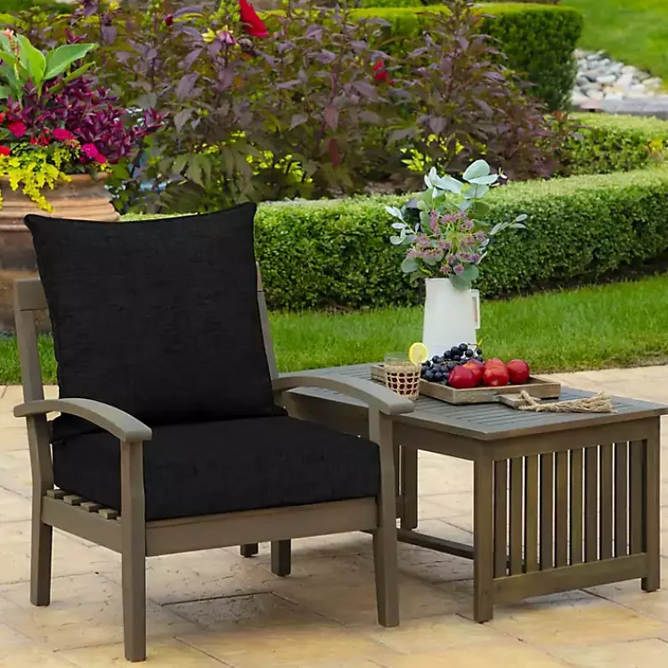 Outdoor Cushions & Pillows-Kirklands Home Leala Texture Outdoor Deep Seat Cushions Black