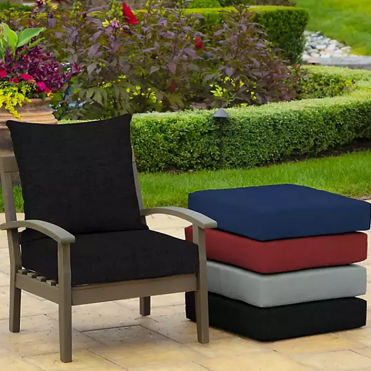 Outdoor Cushions & Pillows-Kirklands Home Leala Texture Outdoor Deep Seat Cushions Black