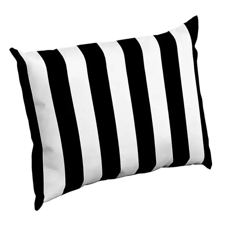 Outdoor Cushions & Pillows-Kirklands Home Cabana Stripe Outdoor Lumbar Pillow Black
