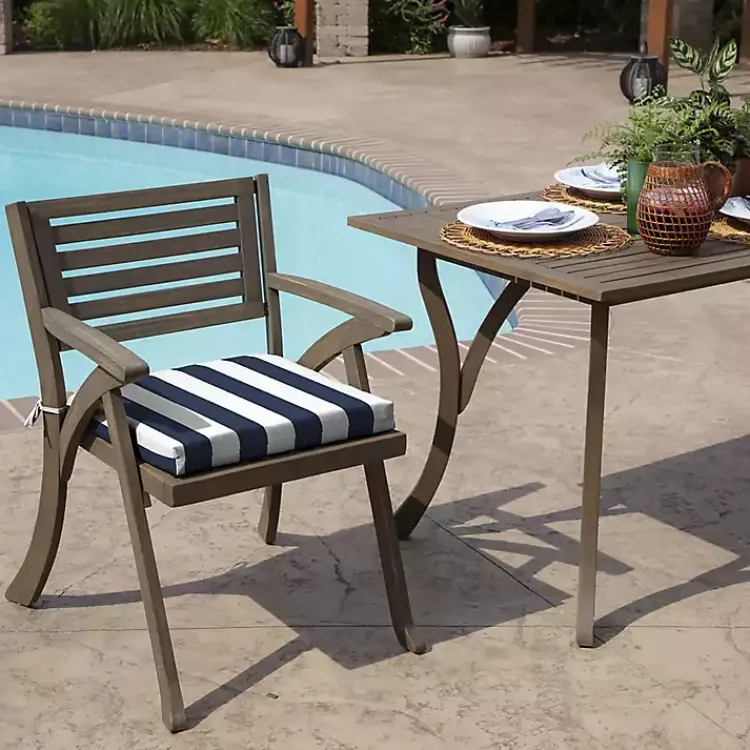 Outdoor Cushions & Pillows-Kirklands Home Sapphire Cabana Stripe Outdoor Seat Cushion Blue