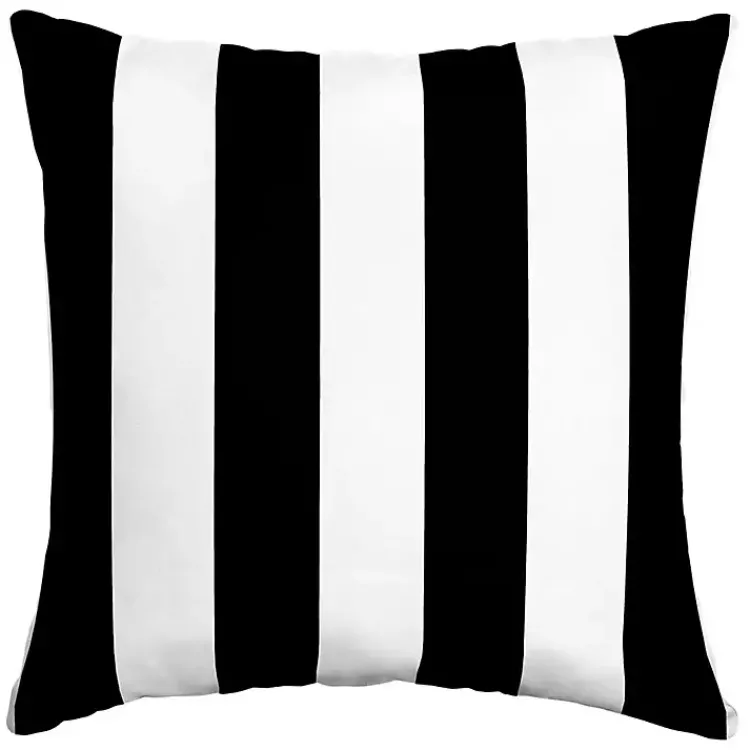 Outdoor Cushions & Pillows-Kirklands Home Cabana Stripe Outdoor Pillow, 16 in. Black