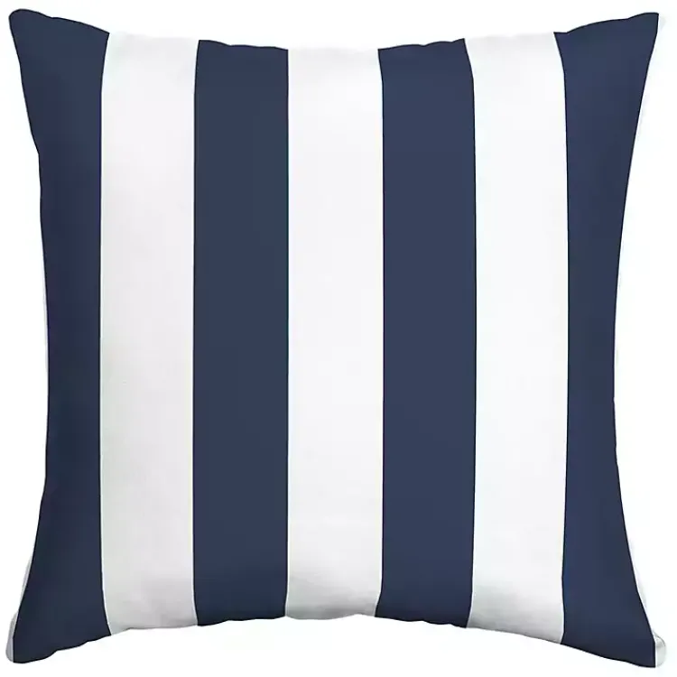 Outdoor Cushions & Pillows-Kirklands Home Sapphire Cabana Stripe Outdoor Pillow Blue