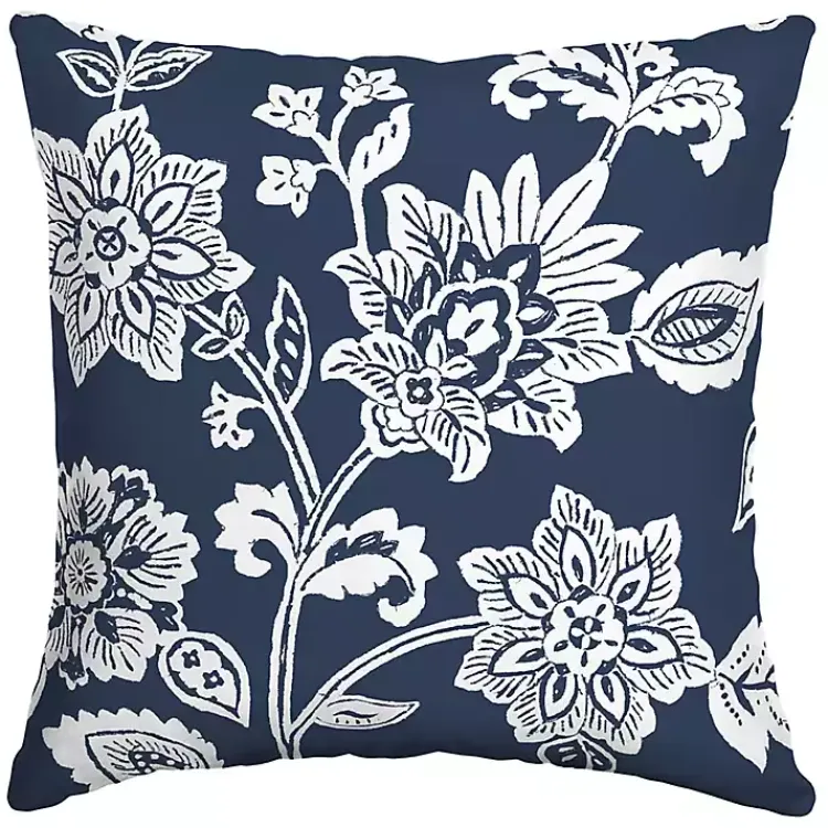 Outdoor Cushions & Pillows-Kirklands Home Sapphire Ashland Jacobean Outdoor Pillow