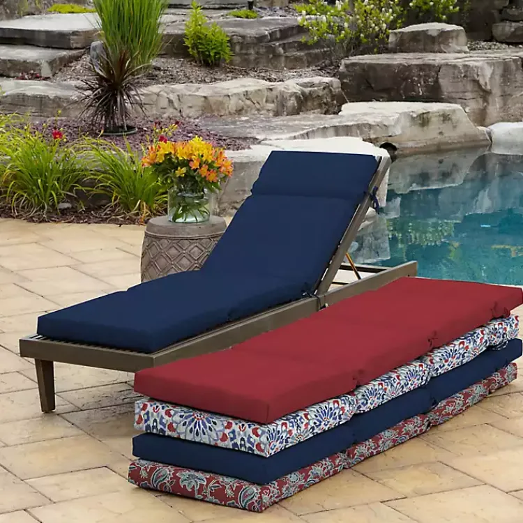 Outdoor Cushions & Pillows-Kirklands Home Sapphire Leala Texture Outdoor Chaise Cushion Blue