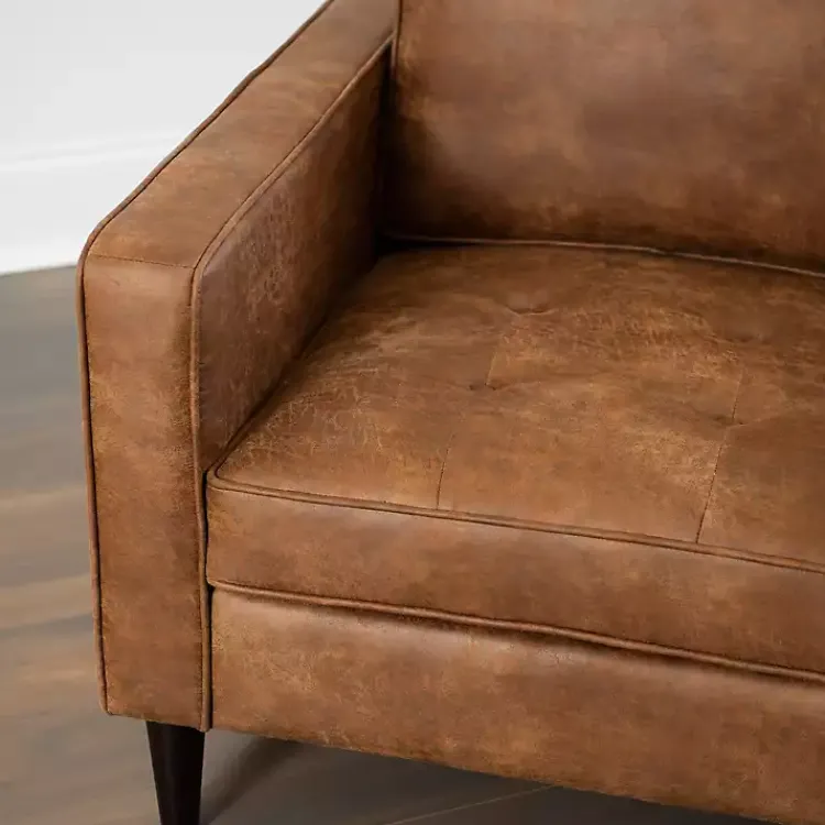 Accent Chairs-Kirklands Home Wyatt Faux Leather Armchair Brown