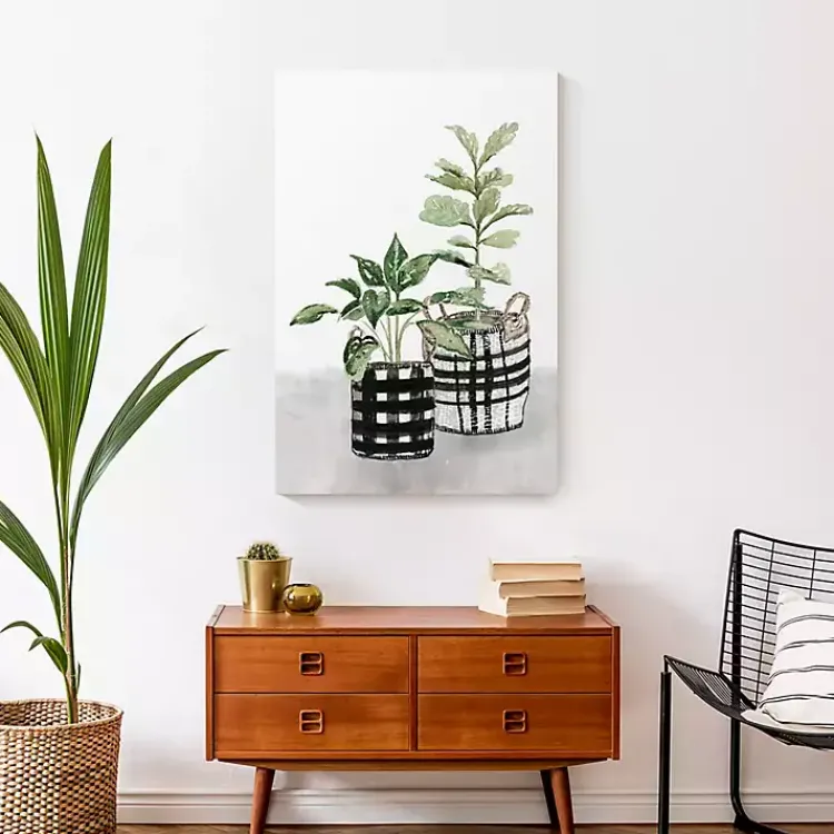 Canvas Art-Kirklands Home Watercolor Plaid Vase Canvas Art Print, 20x30 in.