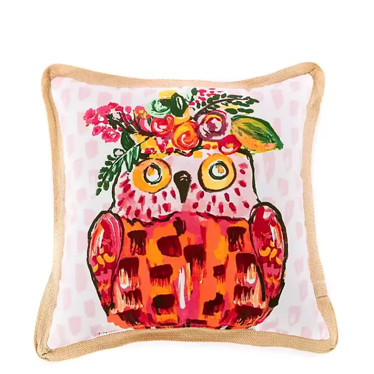 Outdoor Cushions & Pillows-Kirklands Home Owl Be There Jute Trim Outdoor Pillow