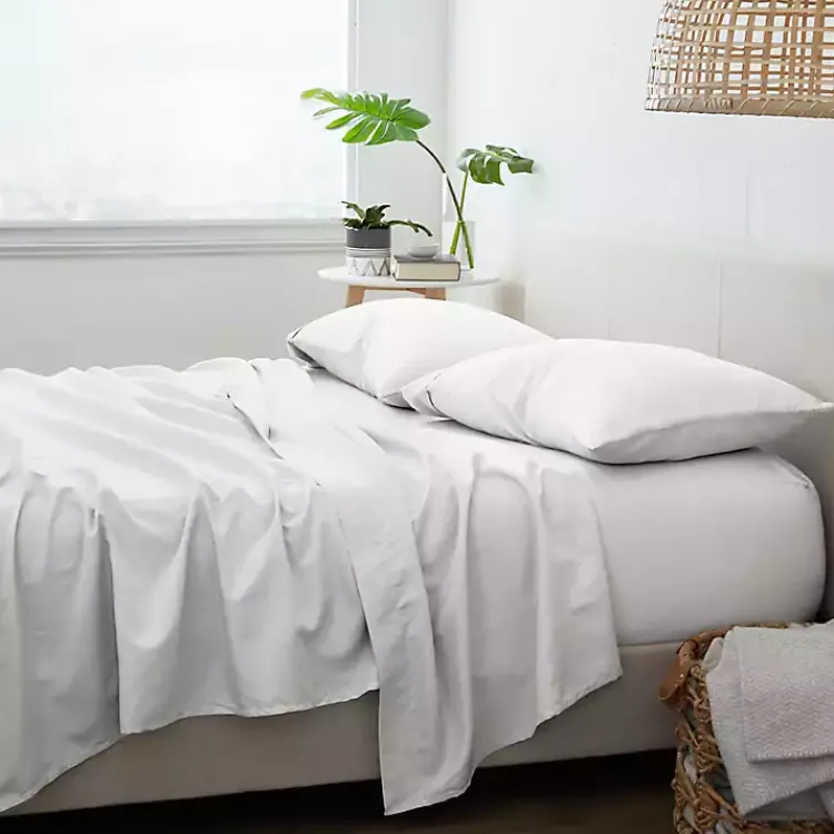 Bed Sheets-Kirklands Home Chambray 4-pc. Full Bed Sheet Set White