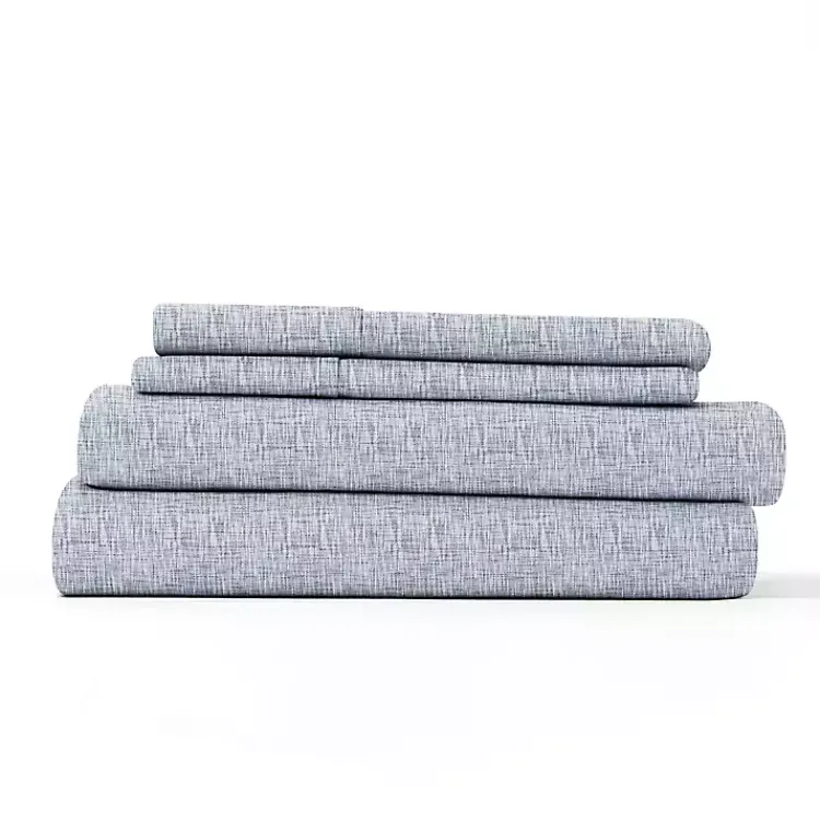 Bed Sheets-Kirklands Home Light Chambray 4-pc. Queen Bed Sheet Set Blue
