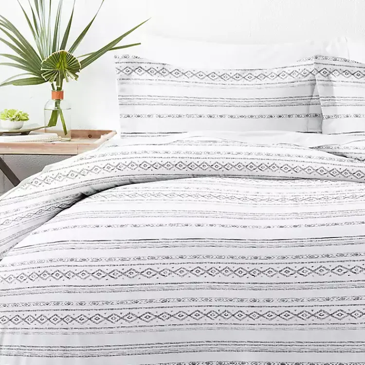 Duvets-Kirklands Home Gray Geometric 2-Pc. Twin Duvet Cover Set