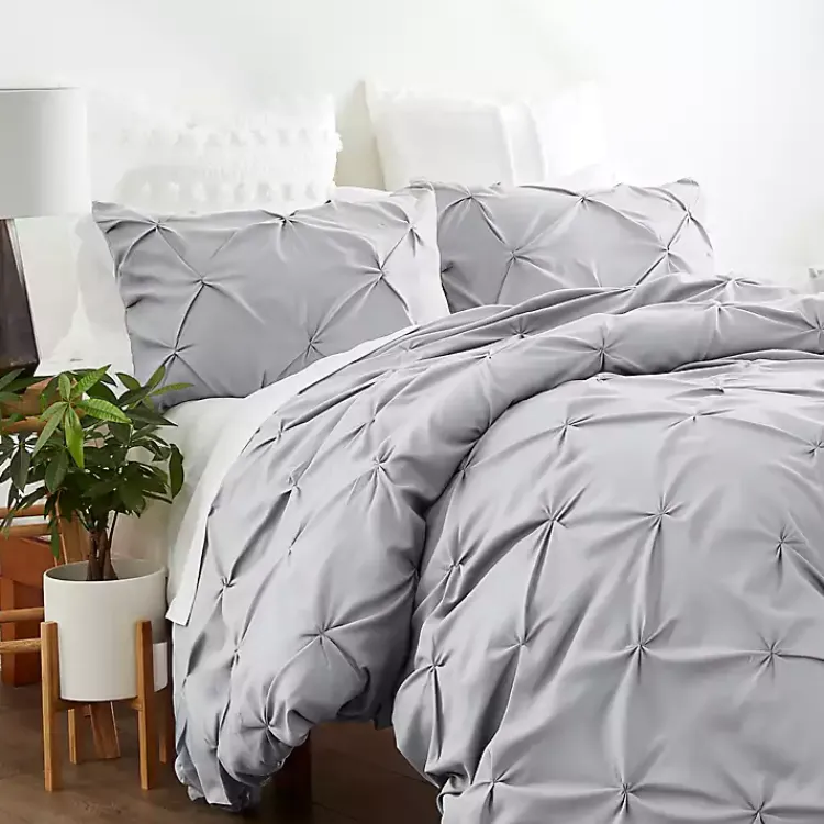 Duvets-Kirklands Home Light Soft Pinch 3-pc. Queen Duvet Cover Set Gray
