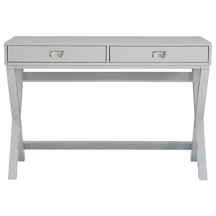 Office Furniture-Kirklands Home 2-Drawer X-Frame Desk Gray