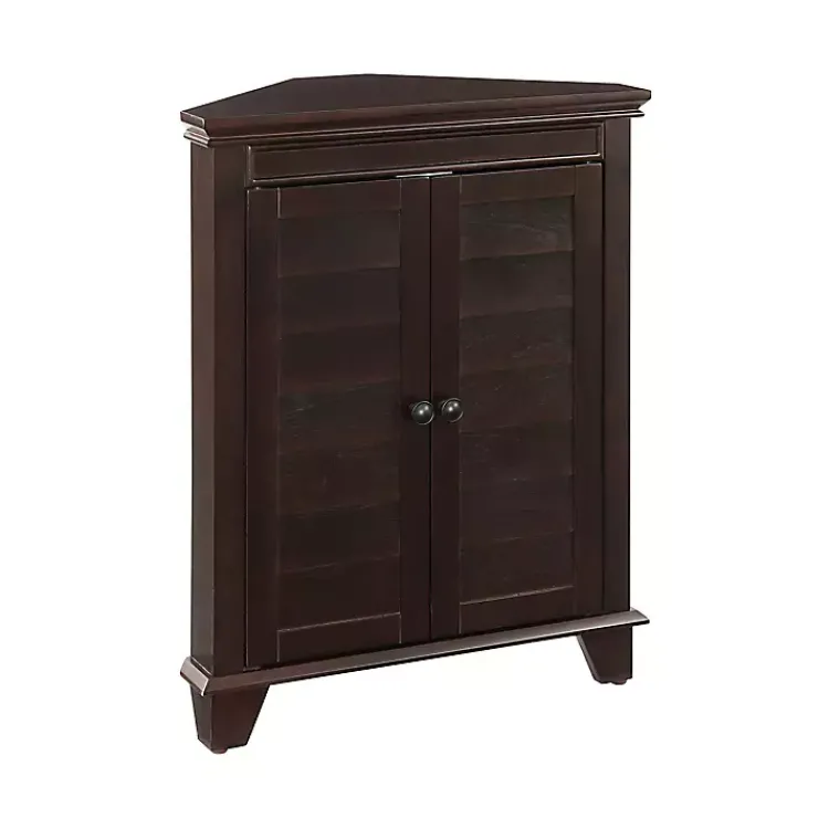 Bathroom Furniture-Kirklands Home Nikki Dark Wooden Corner Cabinet Brown