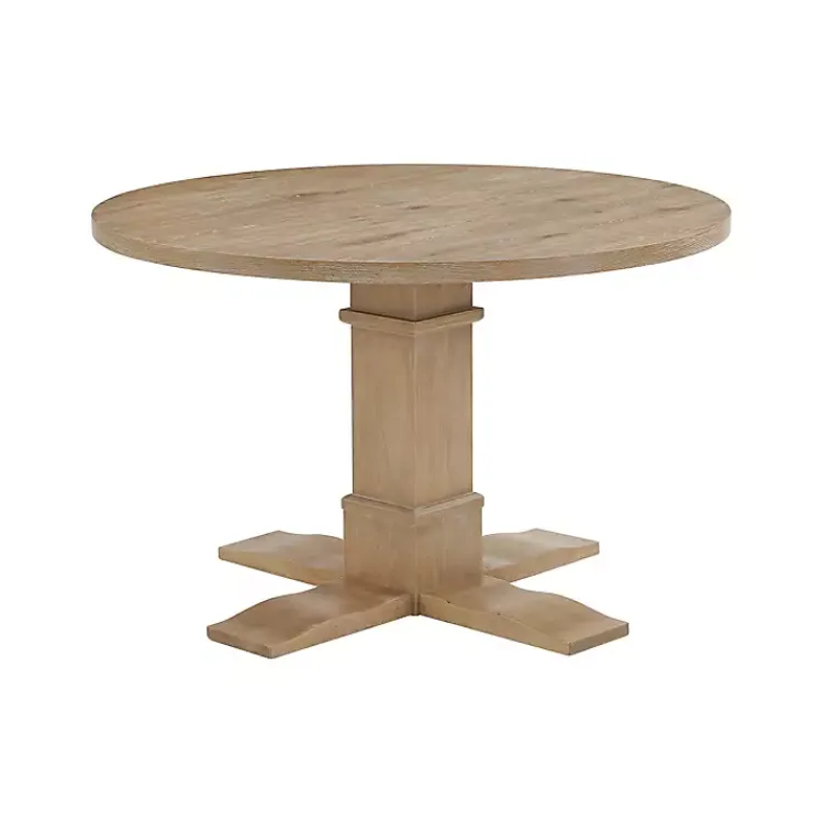 Dining Tables-Kirklands Home Round Brown Wood Pedestal Base Dining Table