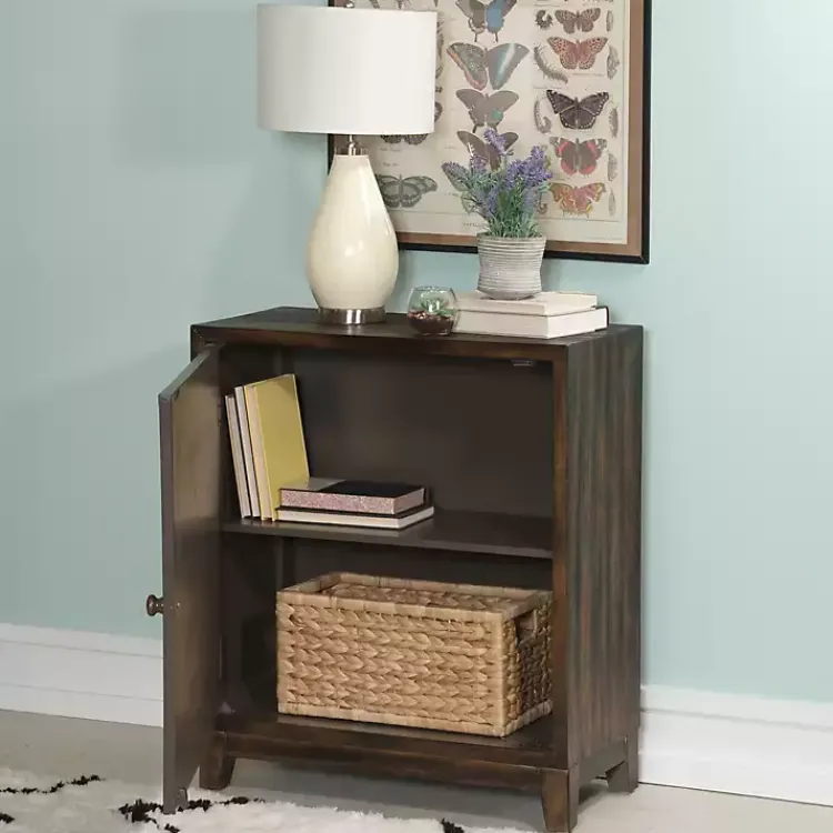 Cabinets & Sideboards-Kirklands Home Dark Chestnut Medallion Carved Cabinet Brown