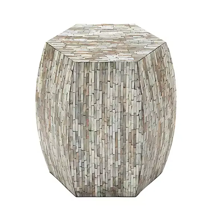 Accent & End Tables-Kirklands Home Mussel Shell Hexagonal Accent Table Multi