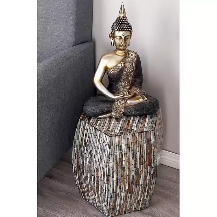 Accent & End Tables-Kirklands Home Mussel Shell Hexagonal Accent Table Multi