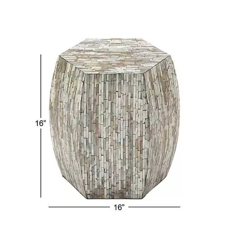 Accent & End Tables-Kirklands Home Mussel Shell Hexagonal Accent Table Multi
