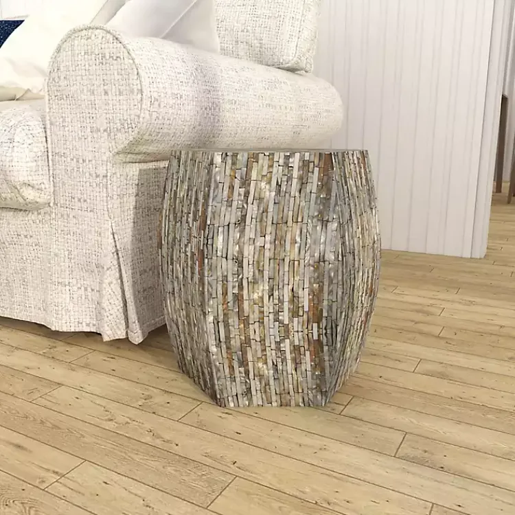Accent & End Tables-Kirklands Home Mussel Shell Hexagonal Accent Table Multi