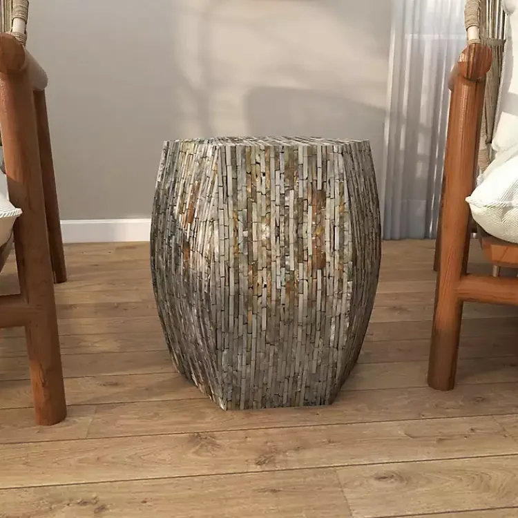 Accent & End Tables-Kirklands Home Mussel Shell Hexagonal Accent Table Multi