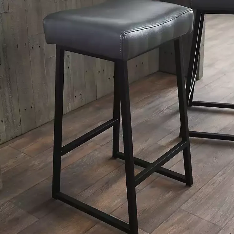 Bar Stools & Counter Height Stools-Kirklands Home Smokey Faux Leather Counter Stools, Set of 2 Gray