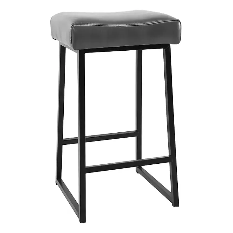 Bar Stools & Counter Height Stools-Kirklands Home Smokey Faux Leather Counter Stools, Set of 2 Gray