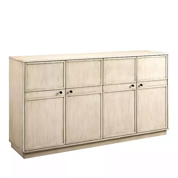Cabinets & Sideboards-Kirklands Home Birch Wood 4-Door Sideboard Ivory