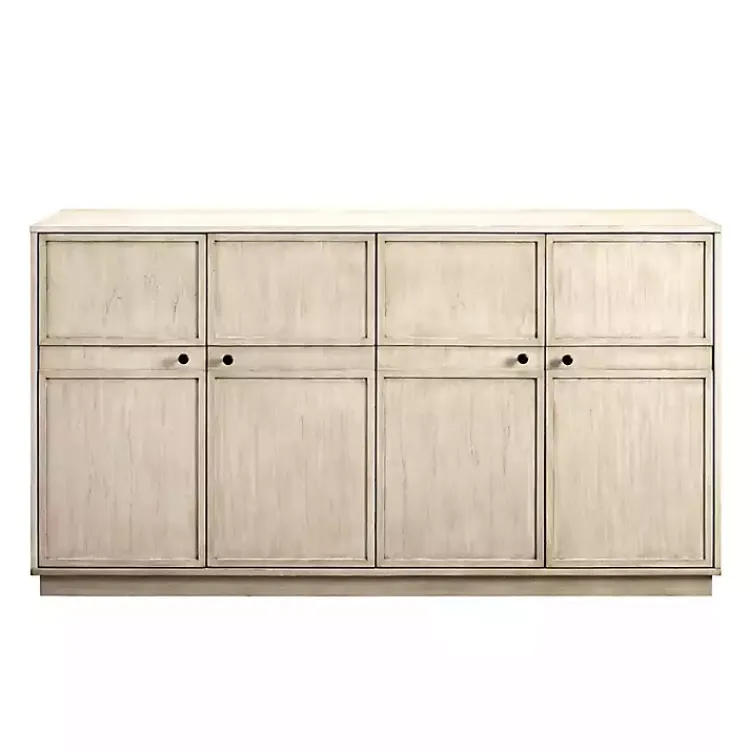 Cabinets & Sideboards-Kirklands Home Birch Wood 4-Door Sideboard Ivory