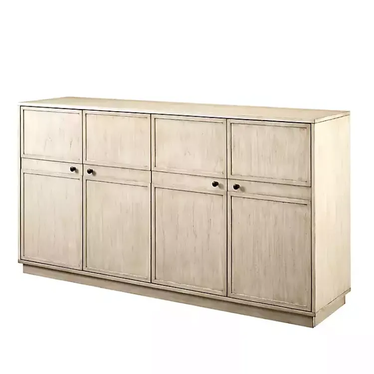 Cabinets & Sideboards-Kirklands Home Birch Wood 4-Door Sideboard Ivory